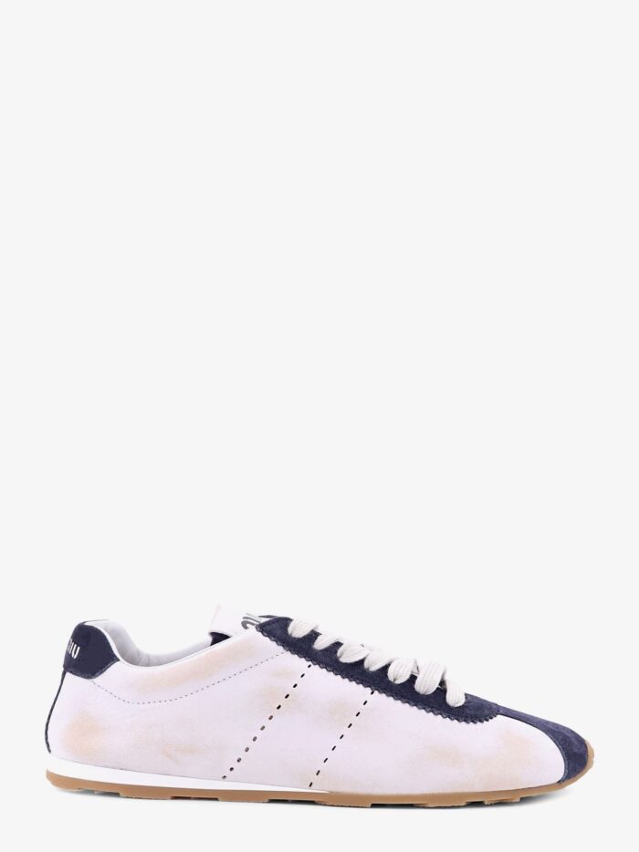 Miu Miu Plume Leather And Suede Sneakers With Used Effect