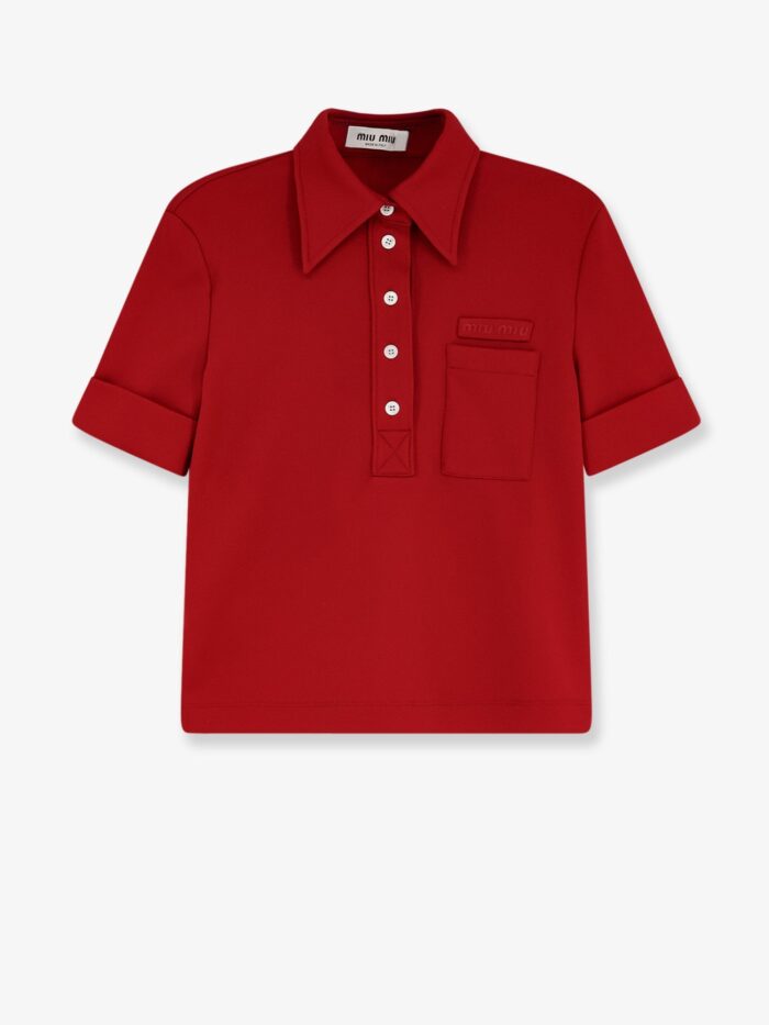Miu Miu Polo Shirt With Lettering Logo Patch