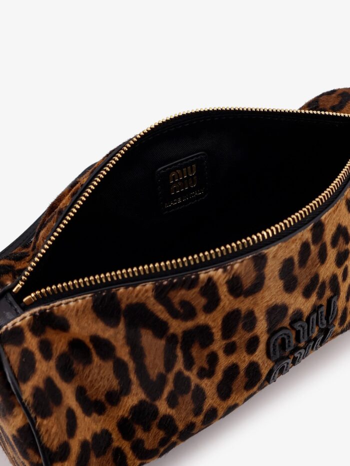 Miu Miu Pouch Leather Bag With Animal Print