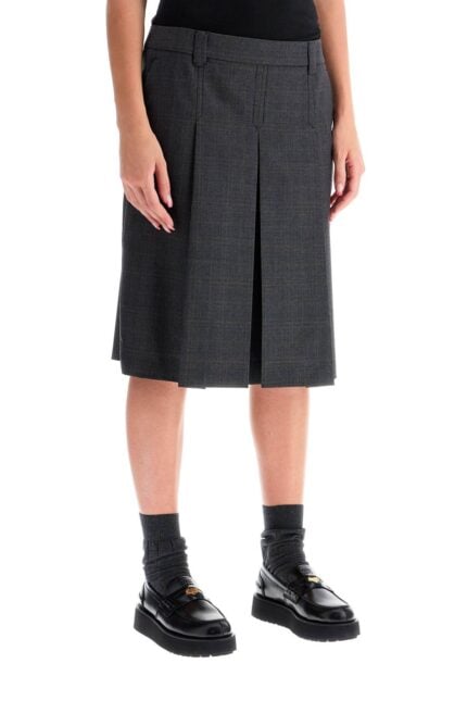 MIU MIU 'prince Of Wales Pleated Skirt'