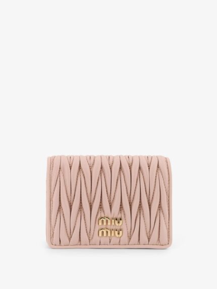 Miu Miu Quilted Leather Wallet With Front Lettering Logo