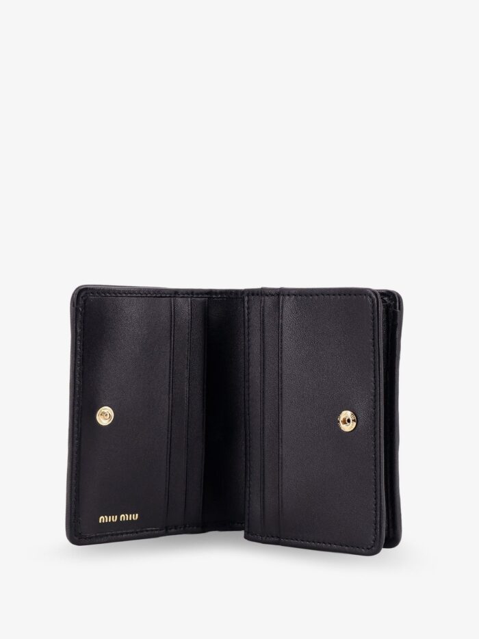 Miu Miu Quilted Leather Wallet With Lettering Logo On The Front