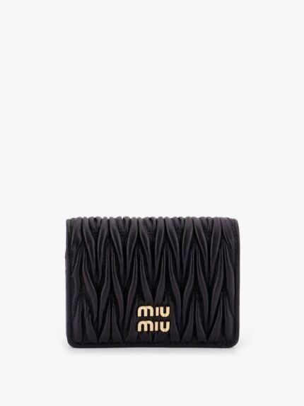 Miu Miu Quilted Leather Wallet With Lettering Logo On The Front