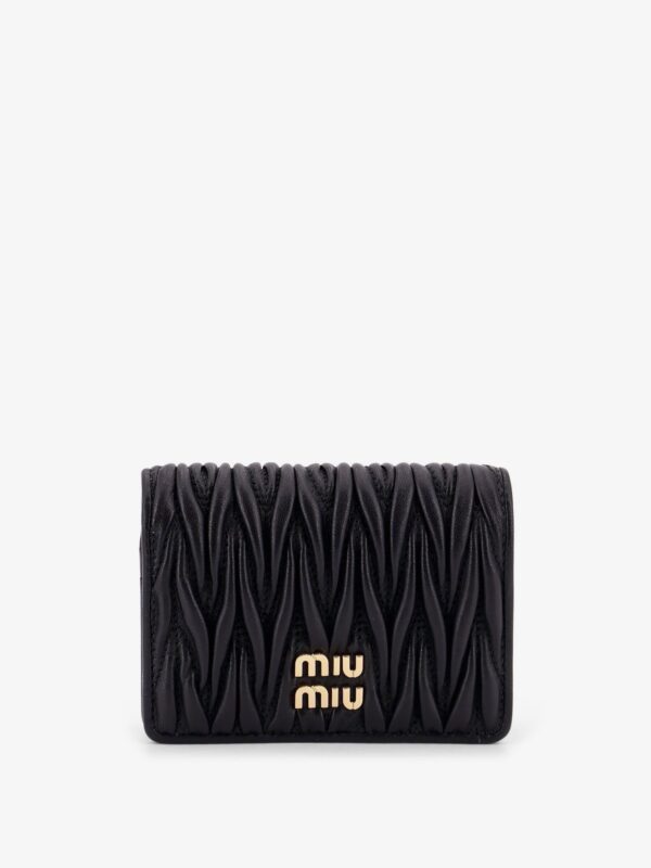 Miu Miu Quilted Leather Wallet With Lettering Logo On The Front