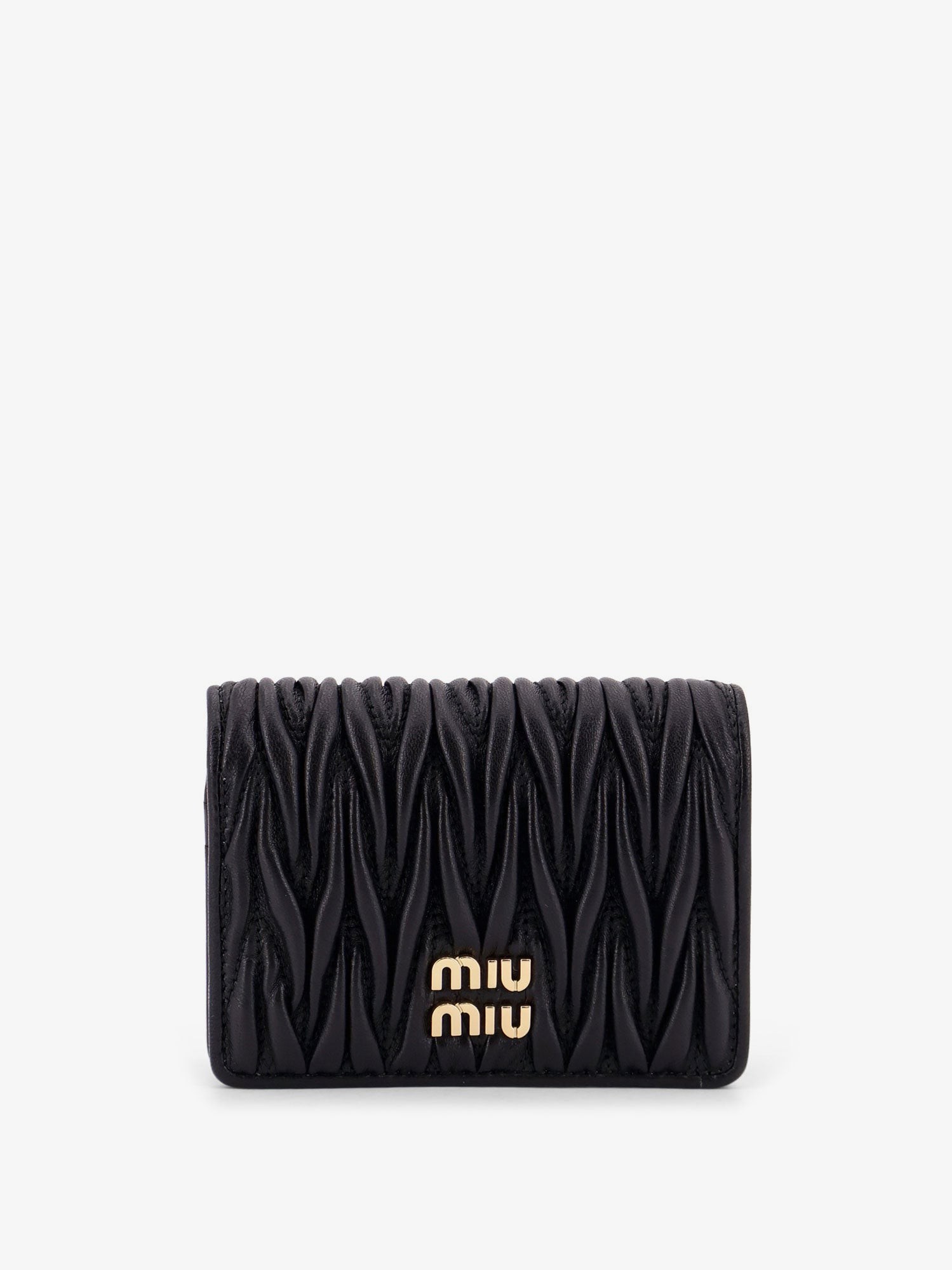 Miu Miu Quilted Leather Wallet With Lettering Logo On The Front