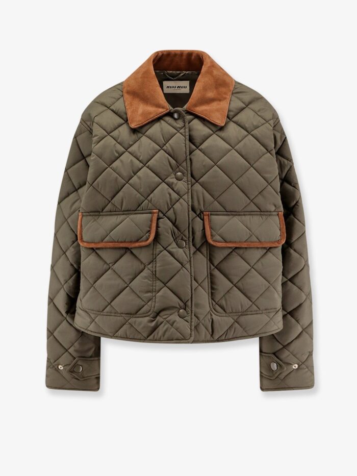 Miu Miu Quilted Nylon Jacket With Suede Details