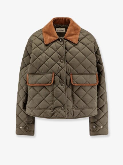 Miu Miu Quilted Nylon Jacket With Suede Details