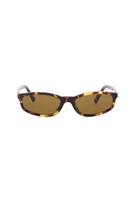 MIU MIU Rectangular Honey Havana Bio Acetate Sunglasses With Brown Lenses