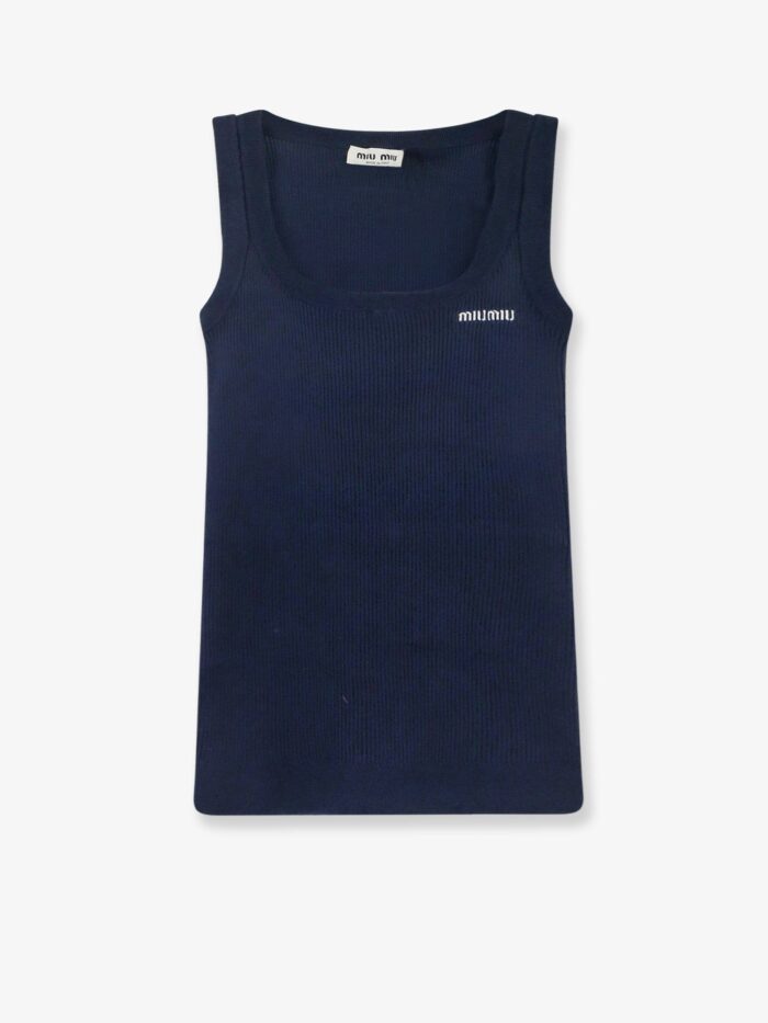 miu miu ribbed cotton tank top Miu Miu Ribbed Cotton Tank Top