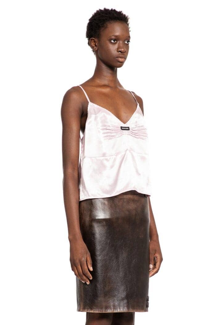 MIU MIU Ruched Satin Top