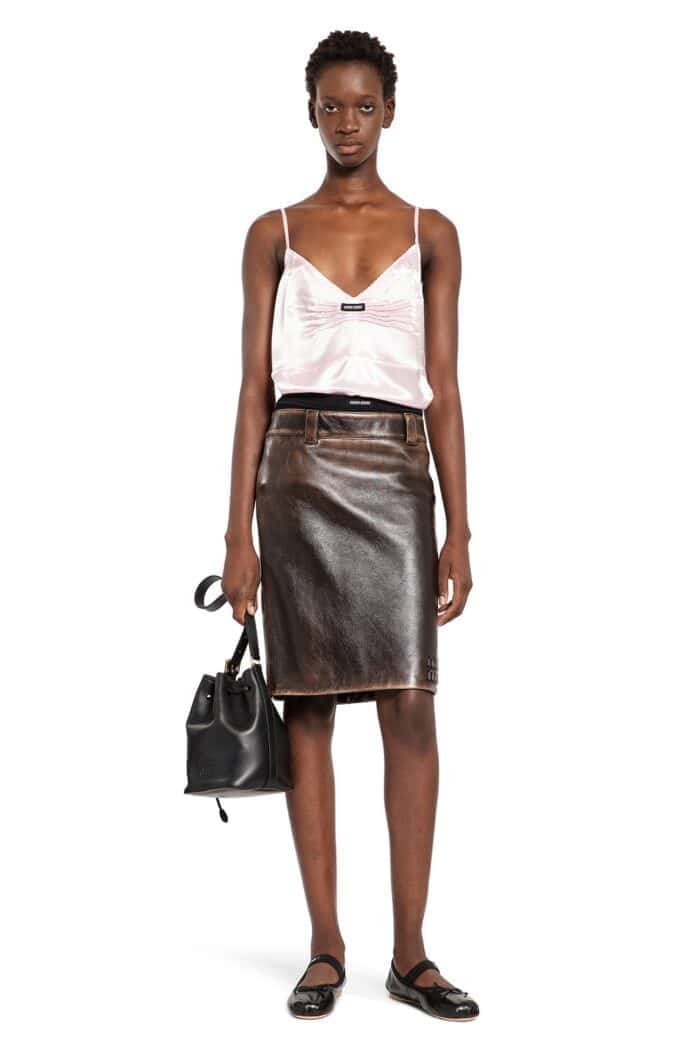 MIU MIU Ruched Satin Top