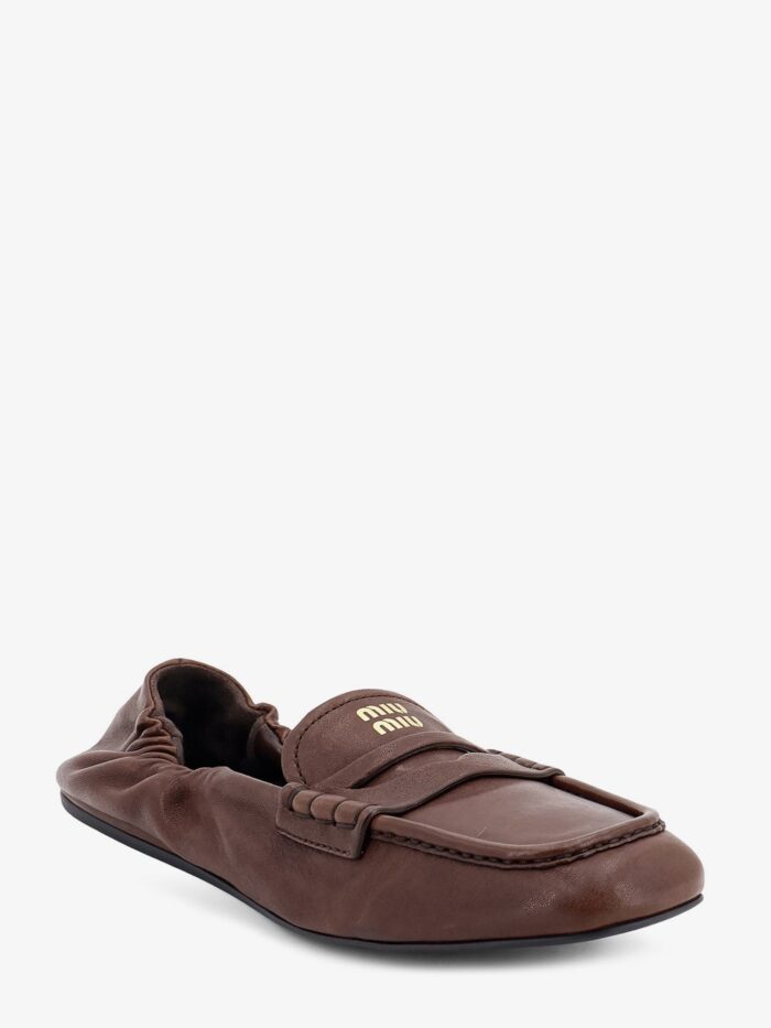 Miu Miu Ruches Leather Loafers