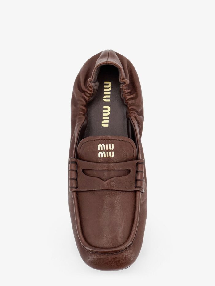 Miu Miu Ruches Leather Loafers