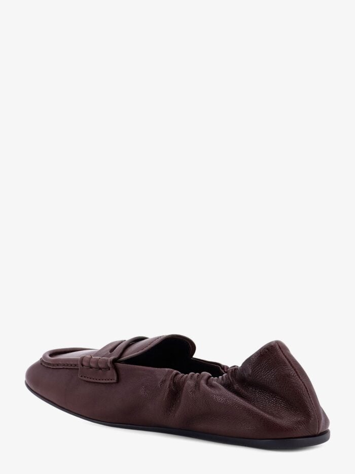 Miu Miu Ruches Leather Loafers With Lettering Logo