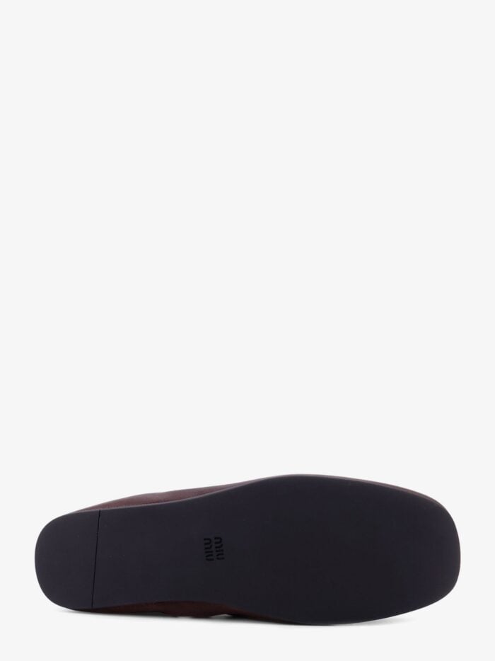 Miu Miu Ruches Leather Loafers With Lettering Logo