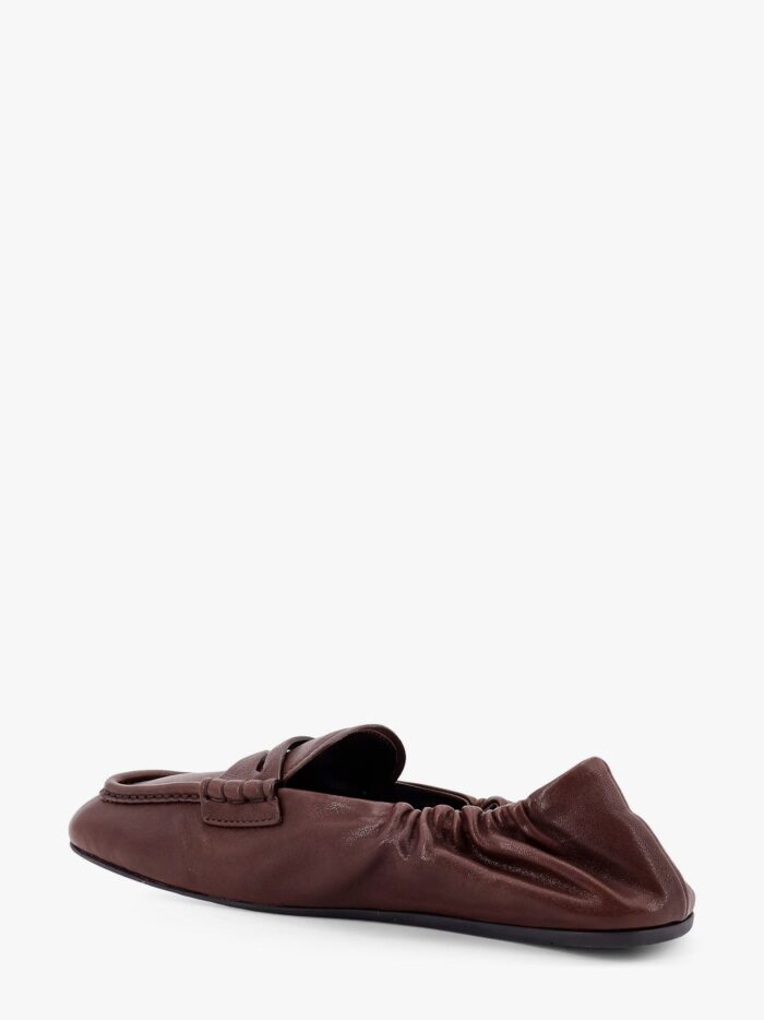 Miu Miu Ruches Leather Loafers With Lettering Logo