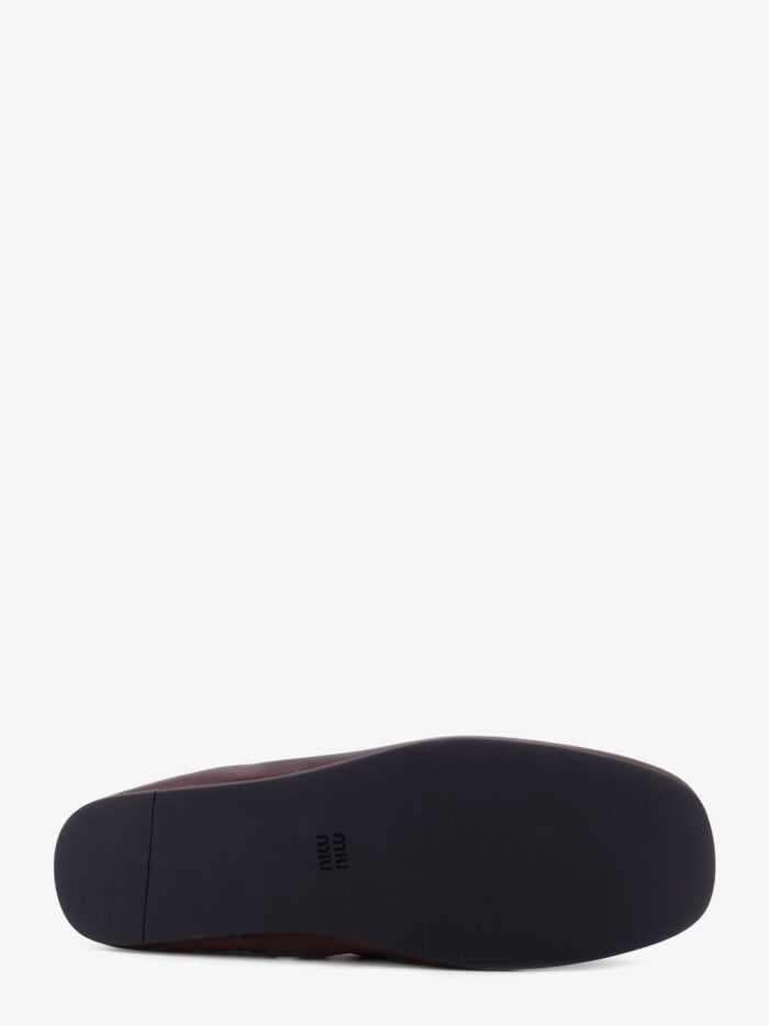Miu Miu Ruches Leather Loafers With Lettering Logo