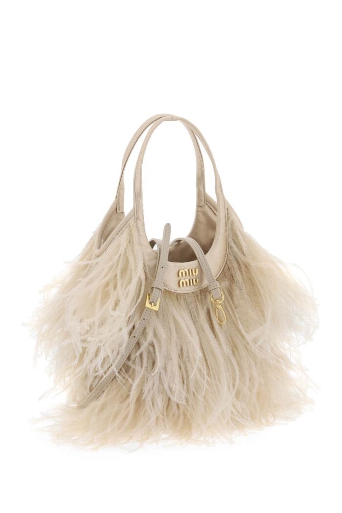 MIU MIU Satin Handbag With Feathers