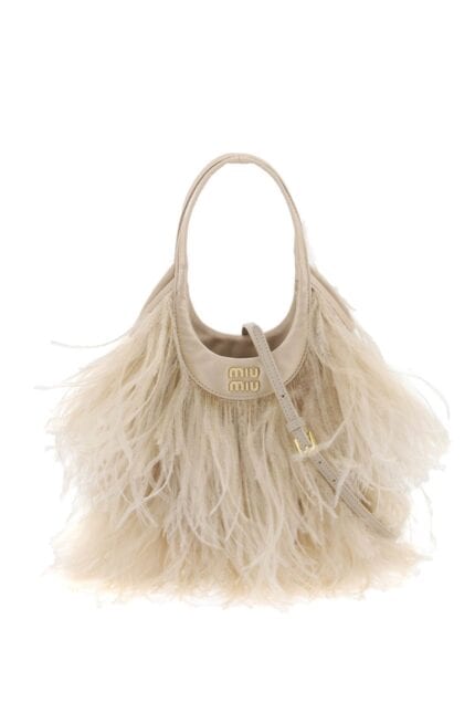 MIU MIU Satin Handbag With Feathers