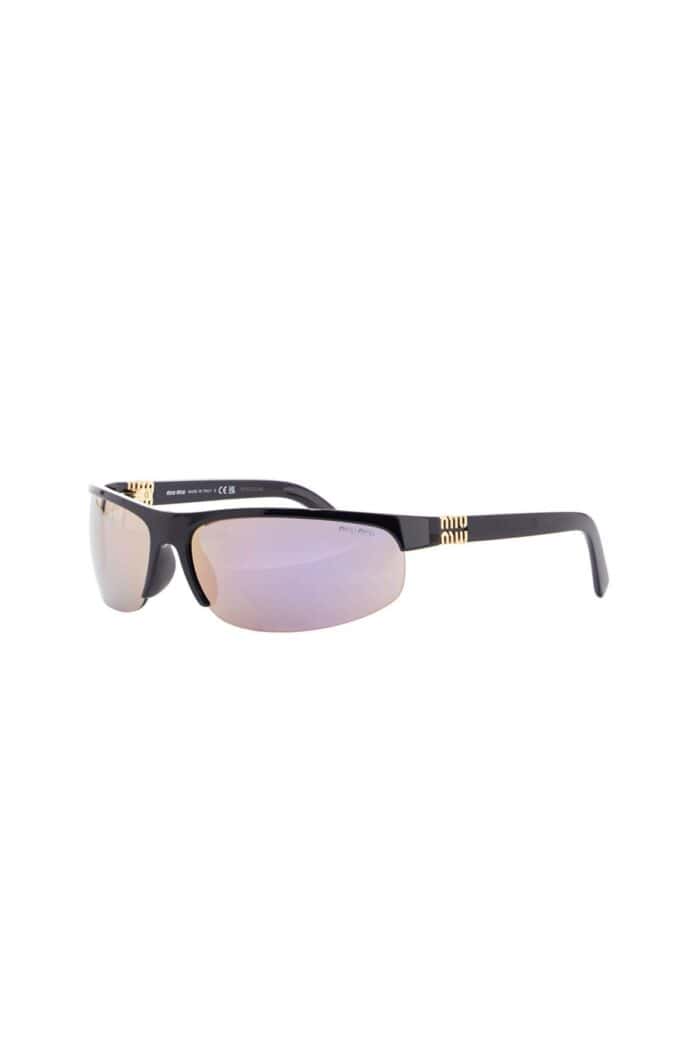 MIU MIU Shiny Black Injected Plastic Sunglasses Uv Protection 0mu A02s