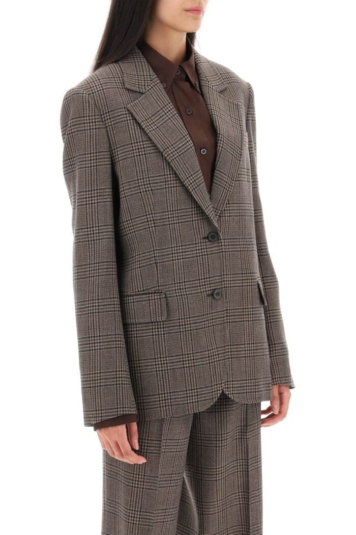 MIU MIU Single-breasted Jacket With Prince Of Wales Pattern