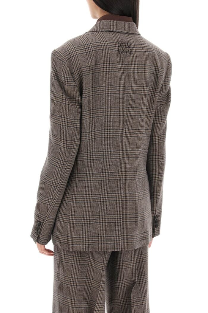 MIU MIU Single-breasted Jacket With Prince Of Wales Pattern