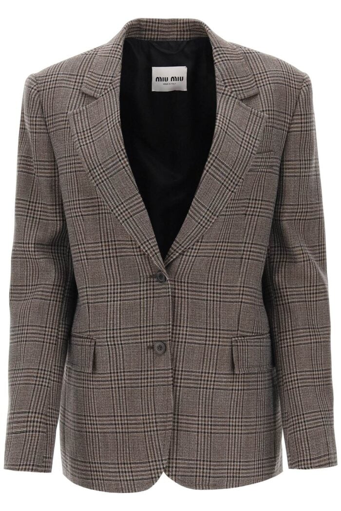 MIU MIU Single-breasted Jacket With Prince Of Wales Pattern