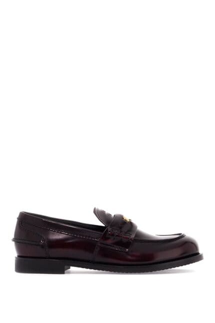 MIU MIU Smoked Brushed Leather Penny Loafers