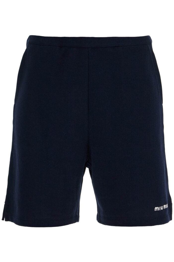 MIU MIU Sporty Bermuda Shorts With Embroidered Logo