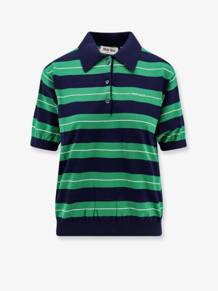 Miu Miu Striped Cotton Polo Shirt