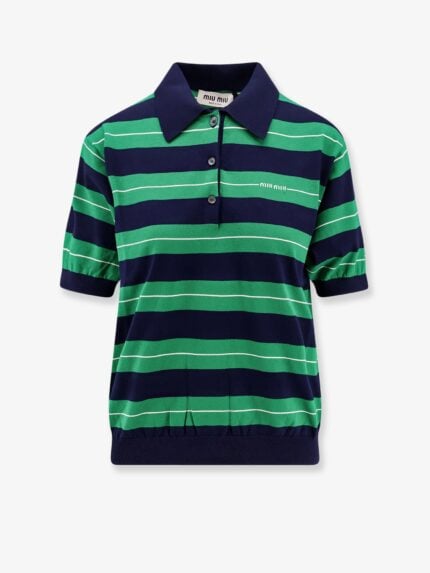 Miu Miu Striped Cotton Polo Shirt