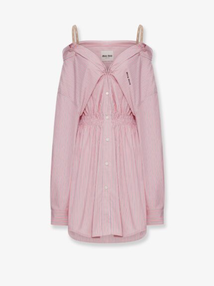 Miu Miu Striped Cotton Shirt Dress