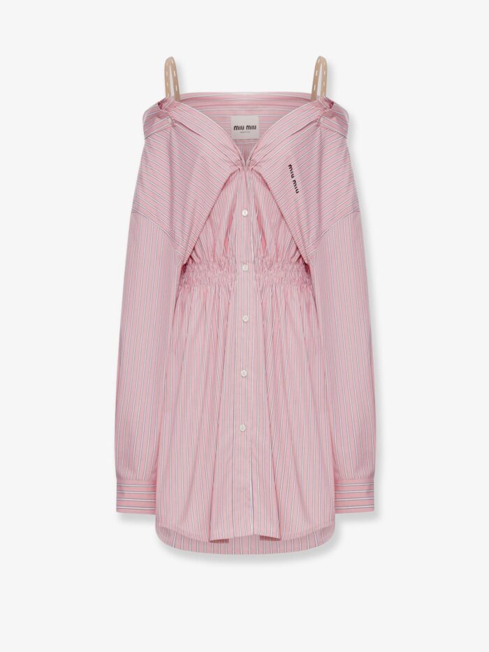 Miu Miu Striped Cotton Shirt Dress