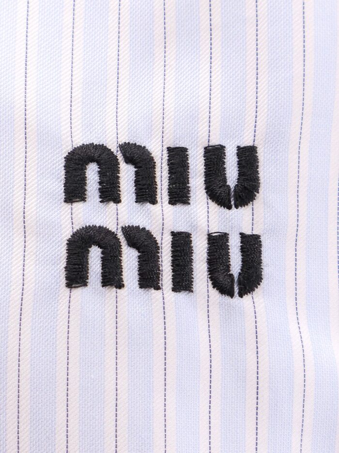 Miu Miu Striped Cotton Shirt With Embroidered Logo