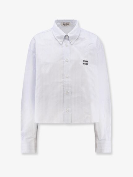 Miu Miu Striped Cotton Shirt With Embroidered Logo