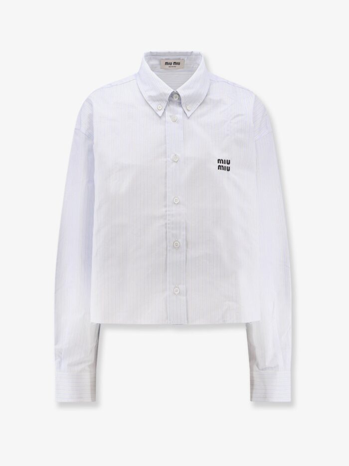 Miu Miu Striped Cotton Shirt With Embroidered Logo