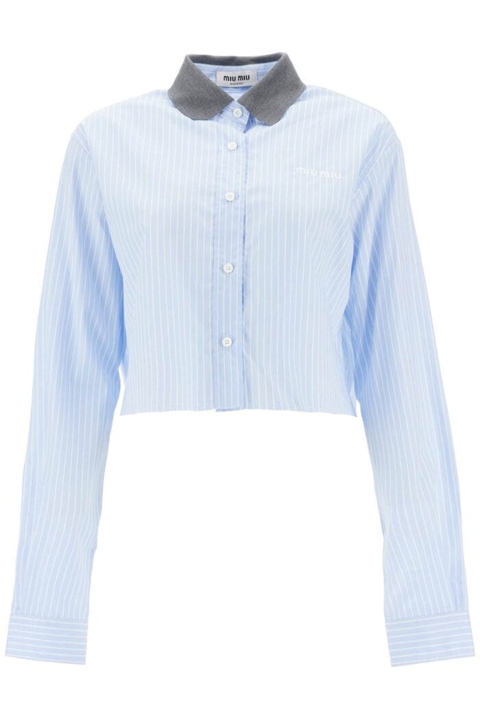 MIU MIU Striped Cropped Shirt