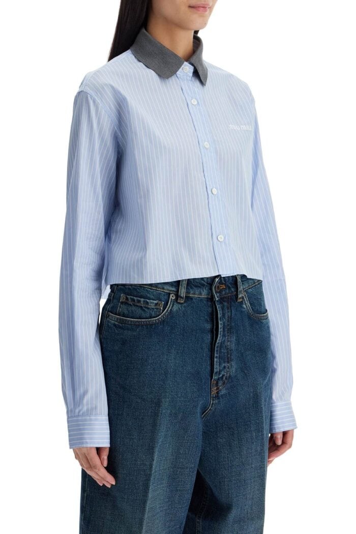 MIU MIU Striped Cropped Shirt