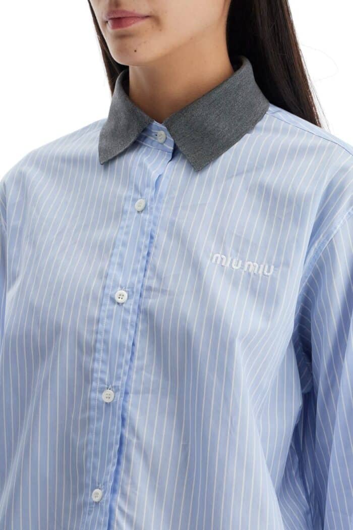 MIU MIU Striped Cropped Shirt