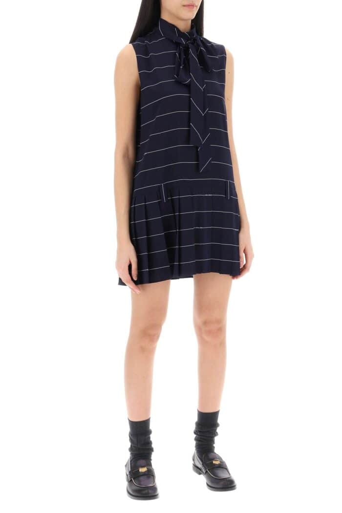 MIU MIU Striped Mini Crepe Sabl Dress With