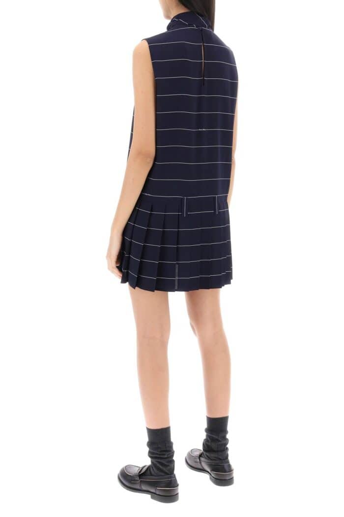 MIU MIU Striped Mini Crepe Sabl Dress With