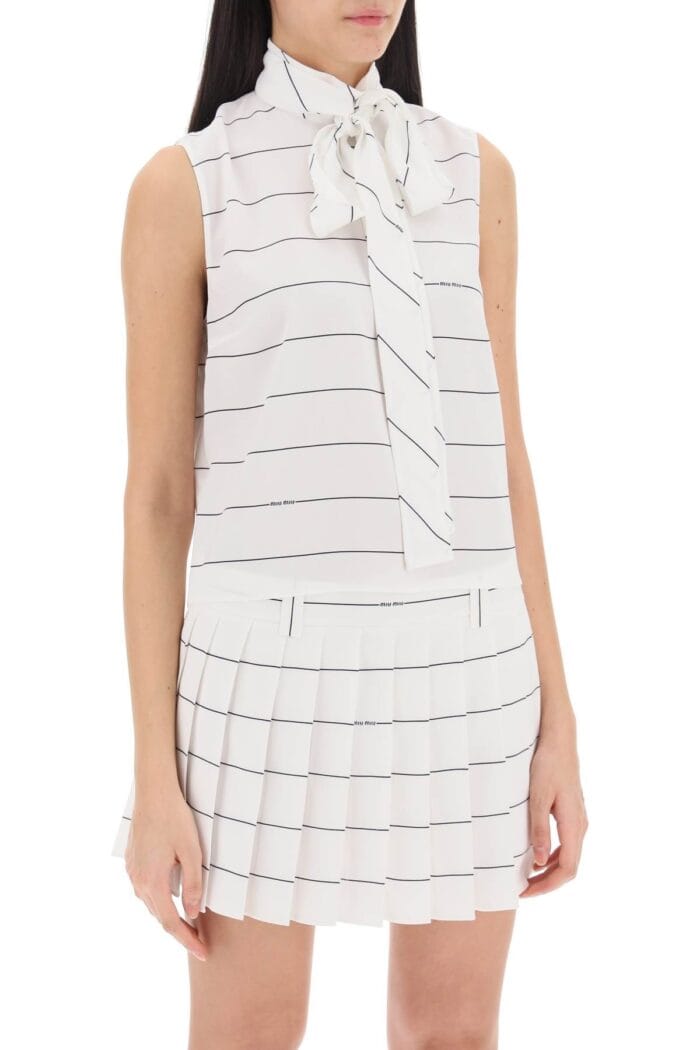 MIU MIU Striped Top In Crepe Sabl