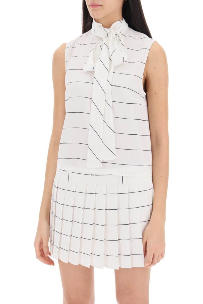 MIU MIU Striped Top In Crepe Sabl