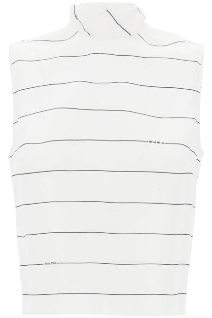 MIU MIU Striped Top In Crepe Sabl