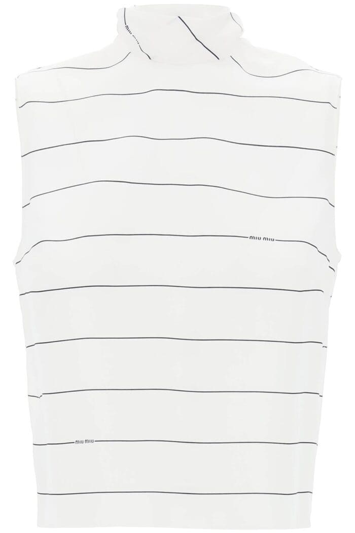 MIU MIU Striped Top In Crepe Sabl