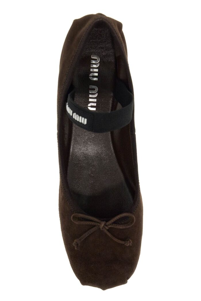 MIU MIU Suede Ballet Flats With Elastic Band