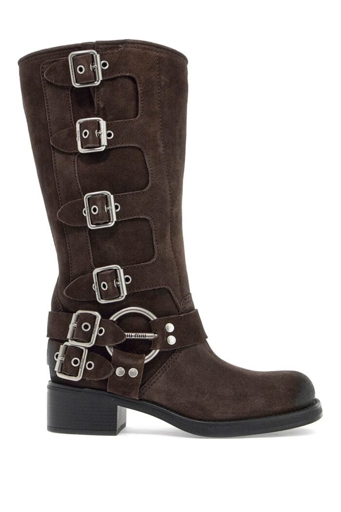 MIU MIU Suede Biker Boots