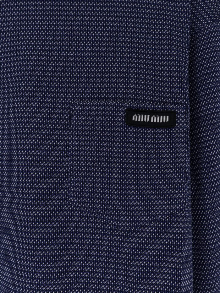 Miu Miu Two-tone Jersey T-shirt With Logo Lettering