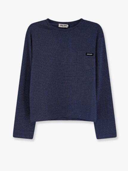 Miu Miu Two-tone Jersey T-shirt With Logo Lettering