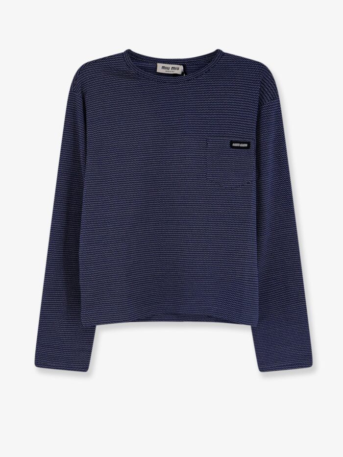 Miu Miu Two-tone Jersey T-shirt With Logo Lettering